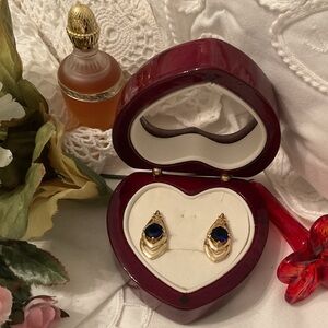 VINTAGE 14K GOLD PLATED SAPPHIRE POST EARRINGS